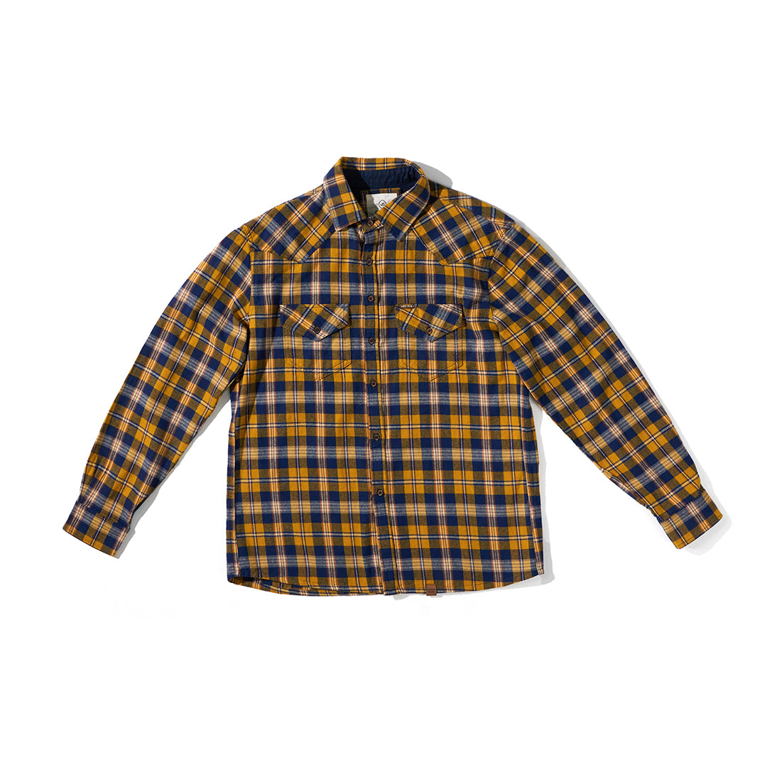 Drill Flannel Shirt Yellow & Navy - Curve Gear Drill Flannel Shirt Yellow & Navy - Curve Gear