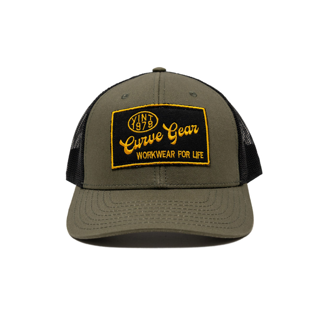 Vintage Curve Gear Cap Olive & Yellow