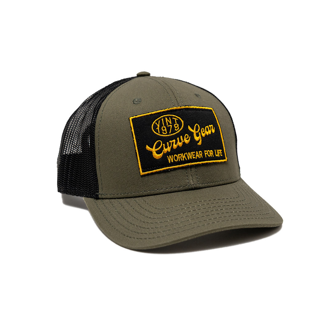 Vintage Curve Gear Cap Olive & Yellow