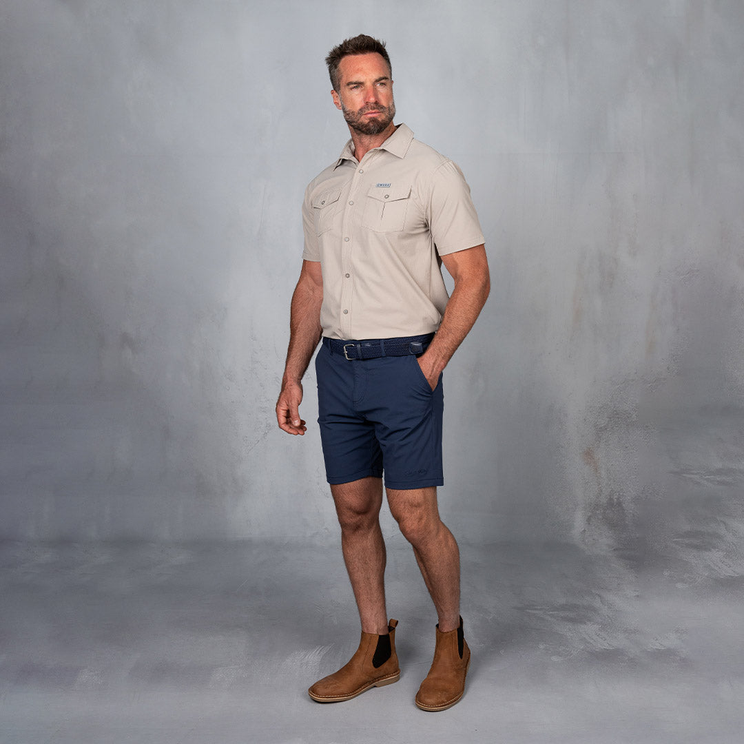 4 Way Stretch Chino Shorts Blue