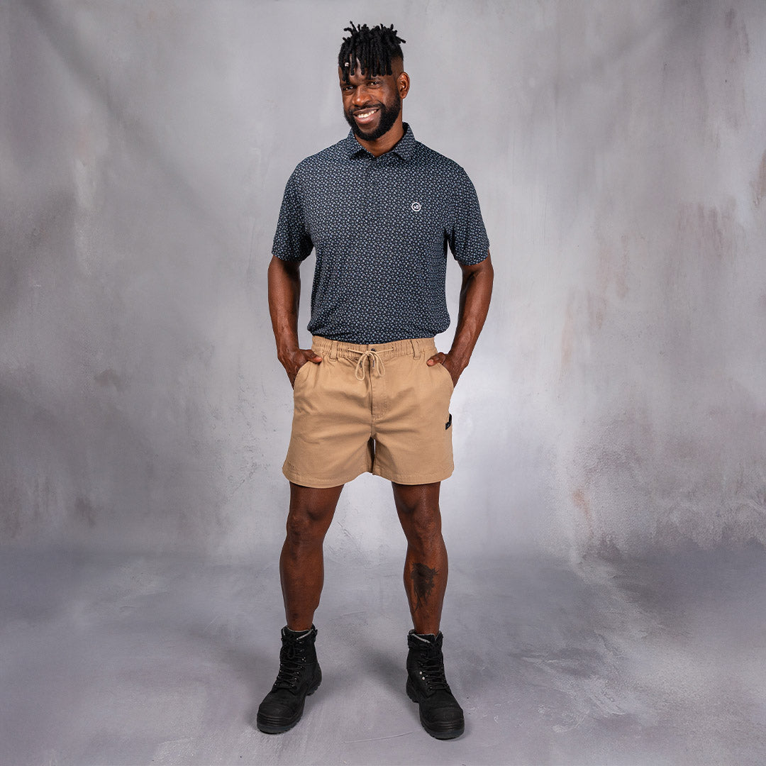 W.O.R.K Traction Cotton Stretch Shorts 4 Inch Camel