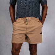 W.O.R.K Traction Cotton Stretch Shorts 4 Inch Camel