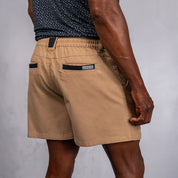 W.O.R.K Traction Cotton Stretch Shorts 4 Inch Camel