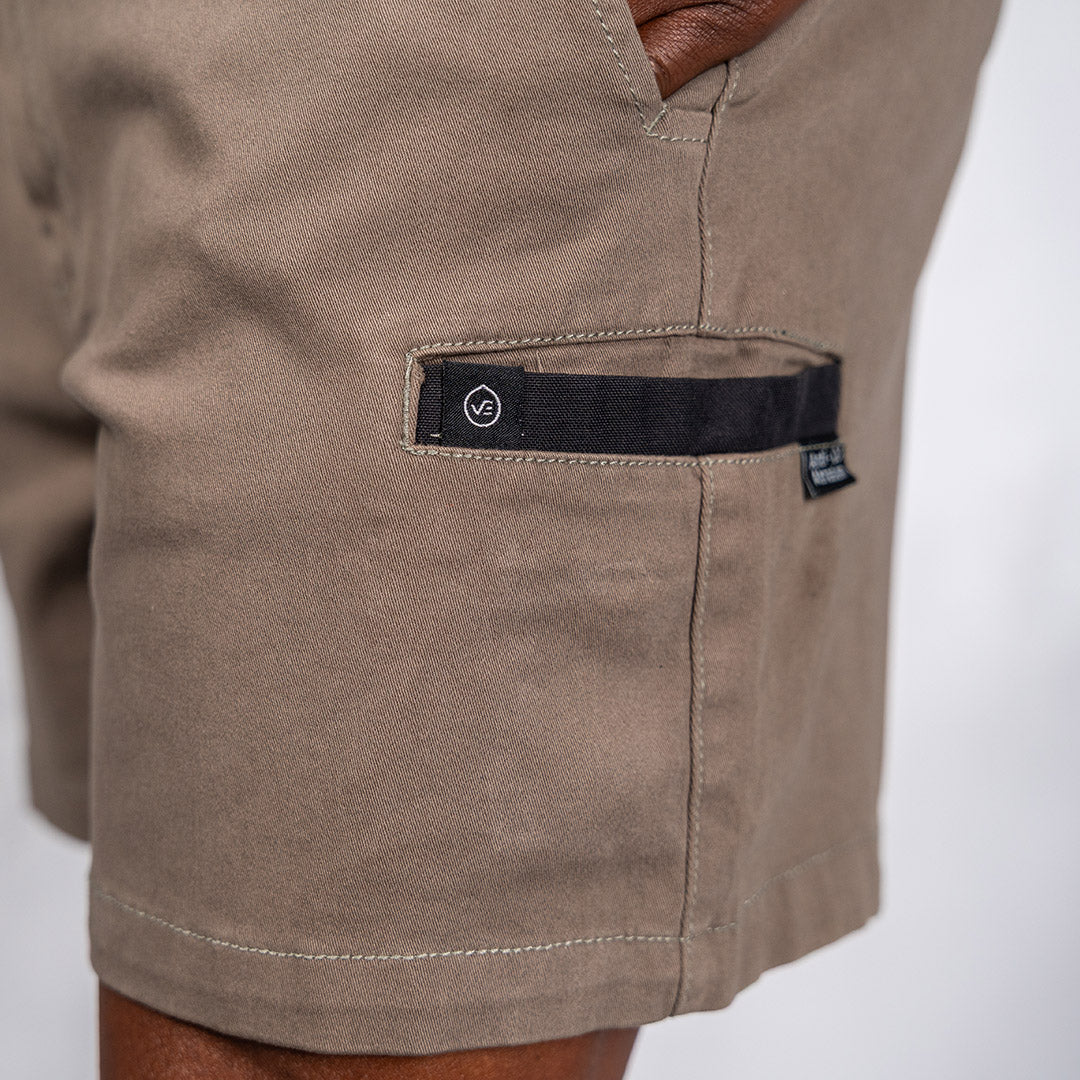 W.O.R.K Traction Cotton Stretch Shorts 4 Inch Olive