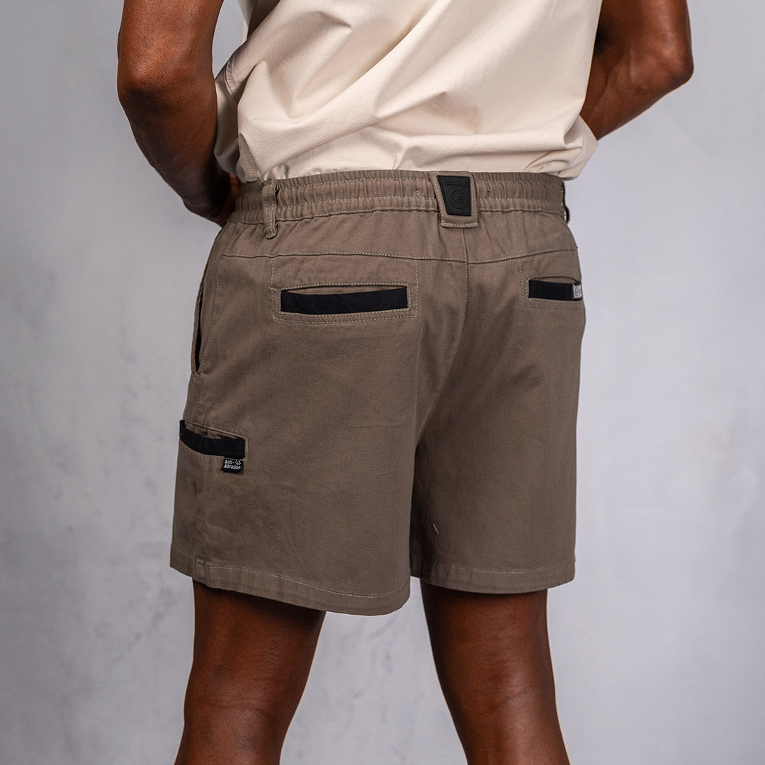 W.O.R.K Traction Cotton Stretch Shorts 4 Inch Olive