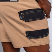 W.O.R.K Winch Cotton Stretch Shorts 4 Inch Camel