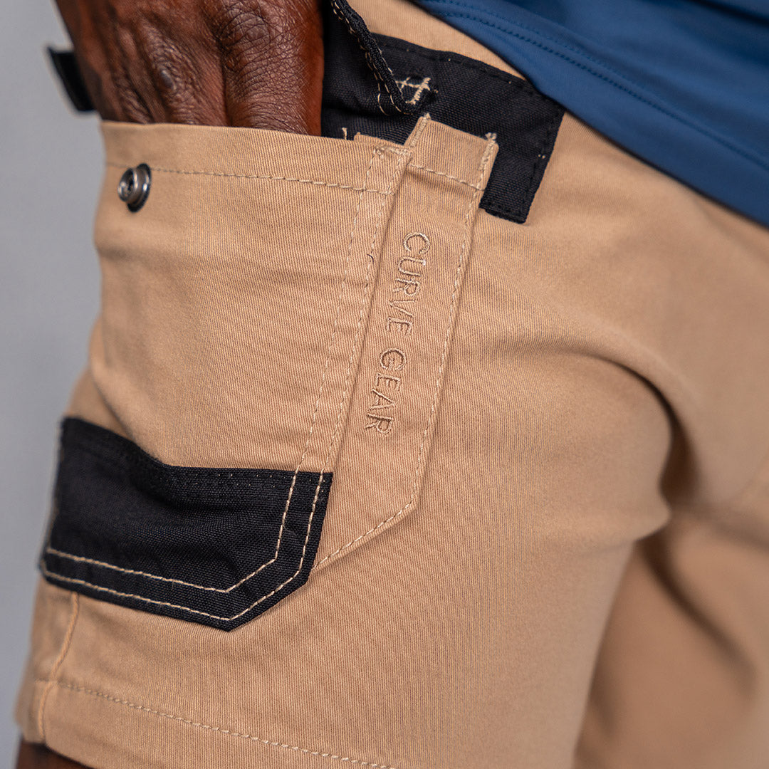 W.O.R.K Winch Cotton Stretch Shorts 4 Inch Camel