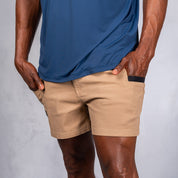 W.O.R.K Winch Cotton Stretch Shorts 4 Inch Camel