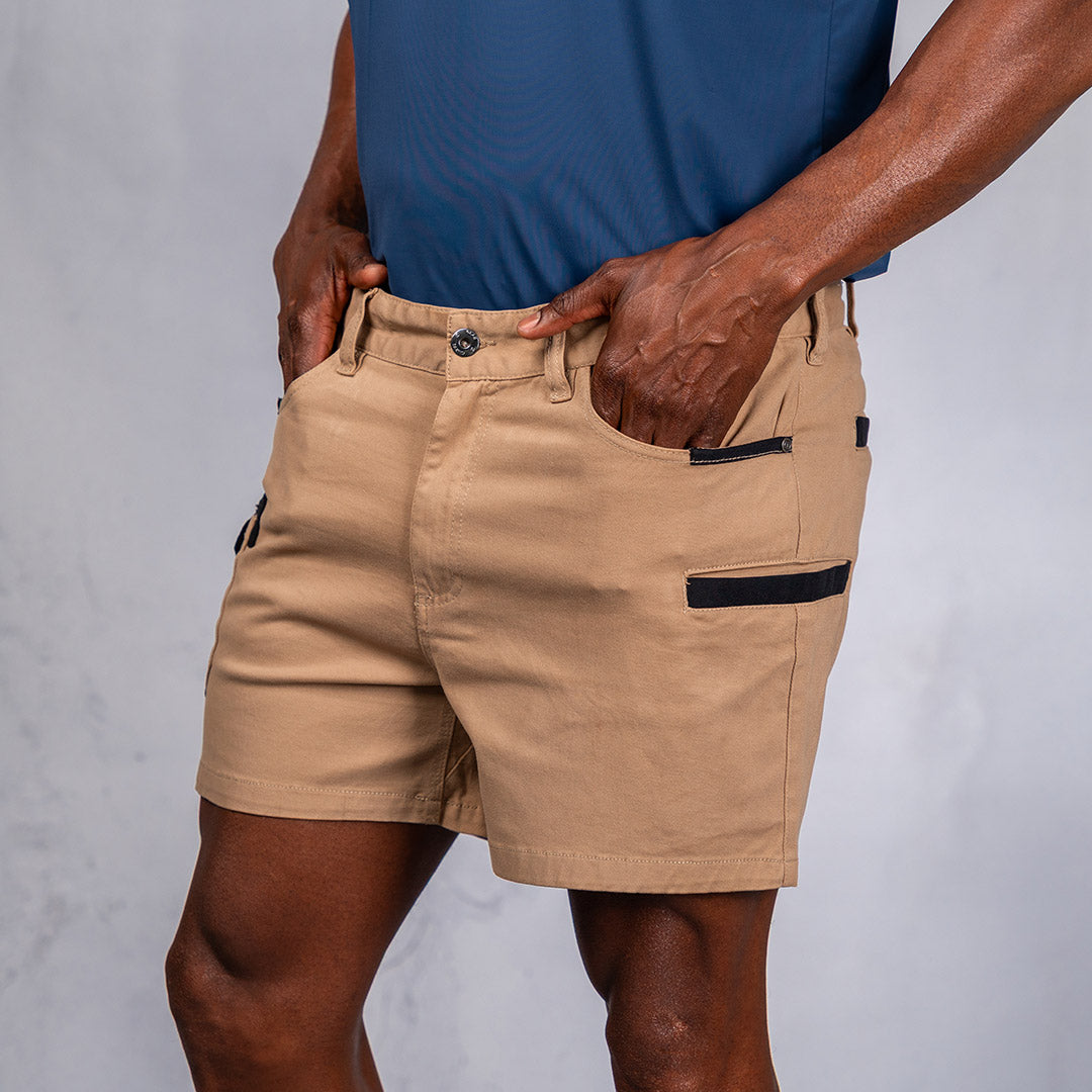 W.O.R.K Winch Cotton Stretch Shorts 4 Inch Camel