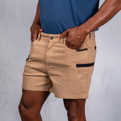 W.O.R.K Winch Cotton Stretch Shorts 4 Inch Camel
