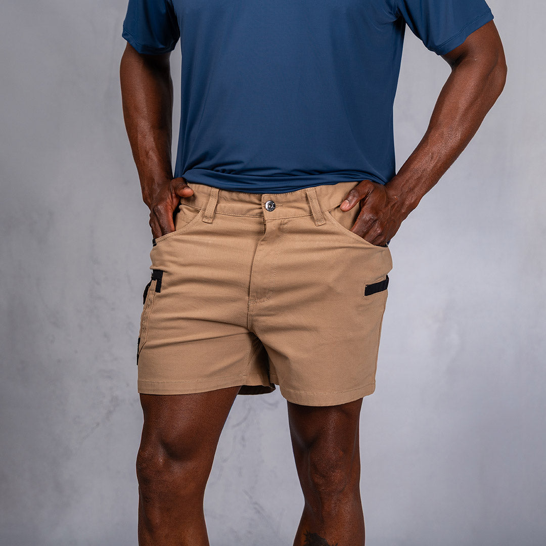 W.O.R.K Winch Cotton Stretch Shorts 4 Inch Camel