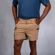 W.O.R.K Winch Cotton Stretch Shorts 4 Inch Camel