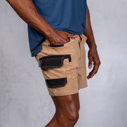 W.O.R.K Winch Cotton Stretch Shorts 4 Inch Camel