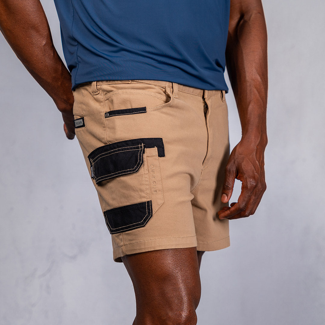 W.O.R.K Winch Cotton Stretch Shorts 4 Inch Camel