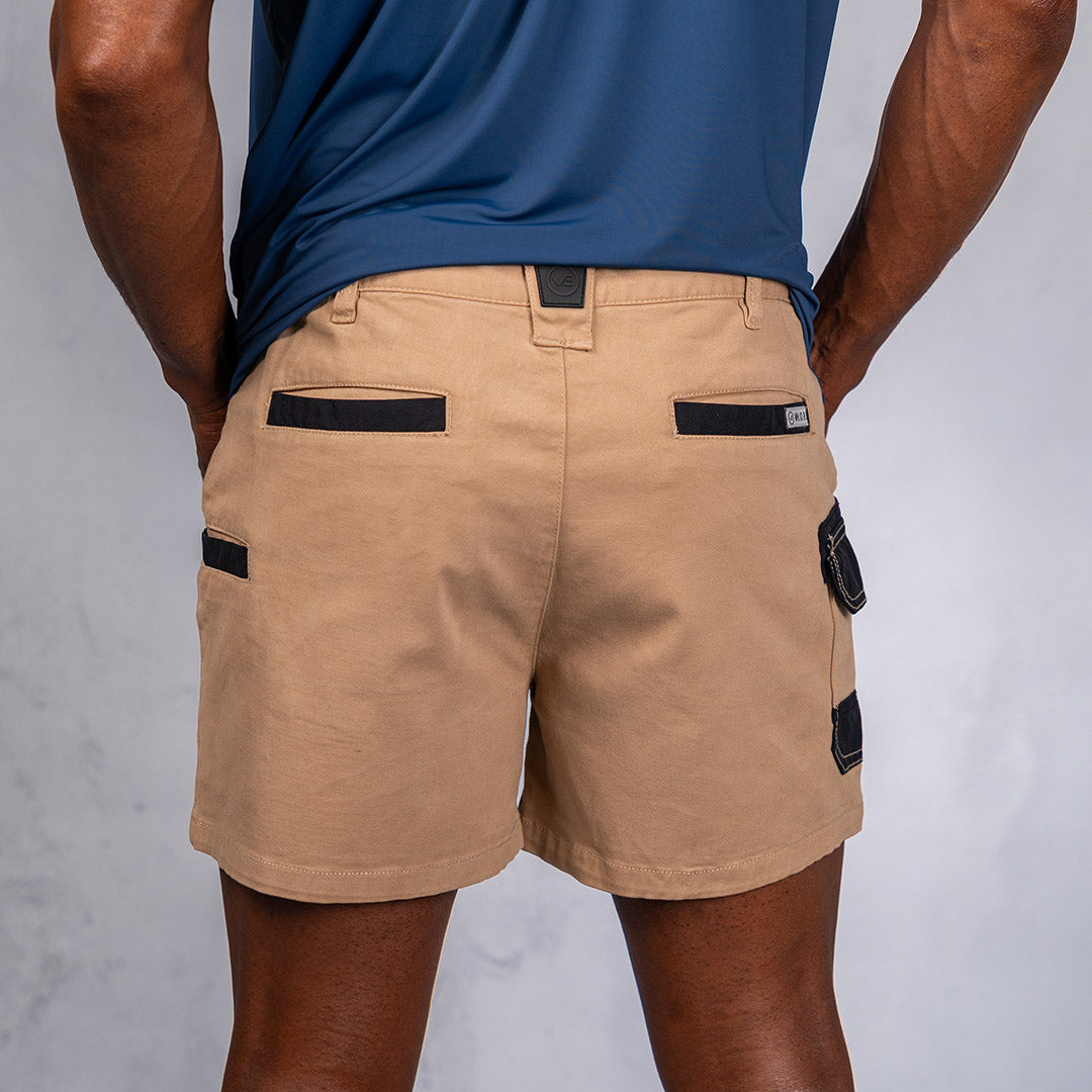W.O.R.K Winch Cotton Stretch Shorts 4 Inch Camel