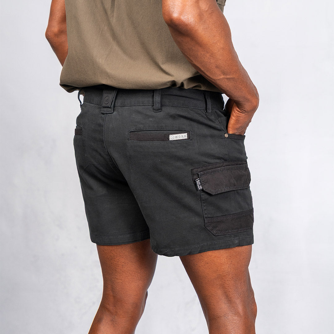 W.O.R.K Winch Cotton Stretch Shorts 4 Inch Charcoal