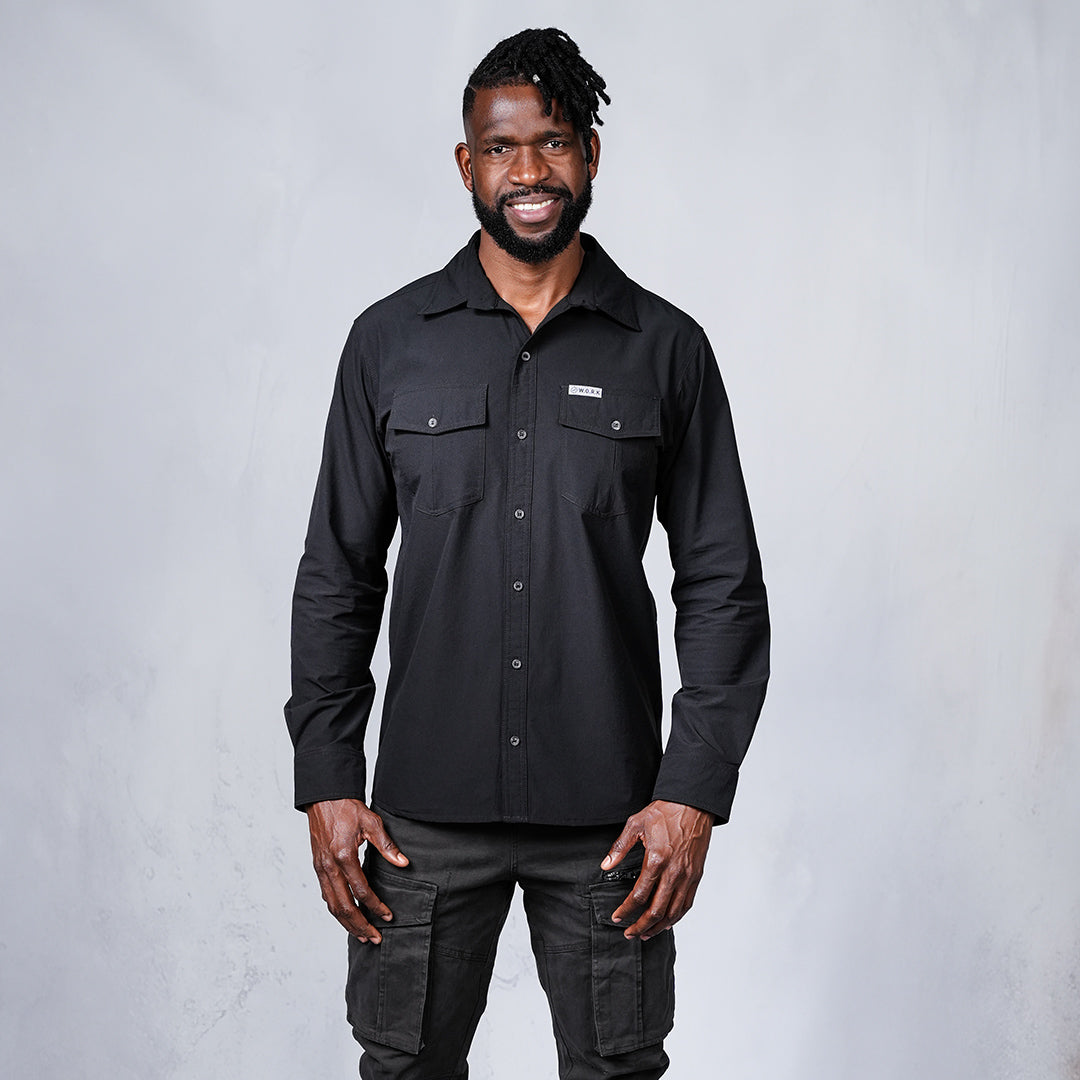 W.O.R.K Ripstop 4 Way Stretch L/Sleeve Shirt Black
