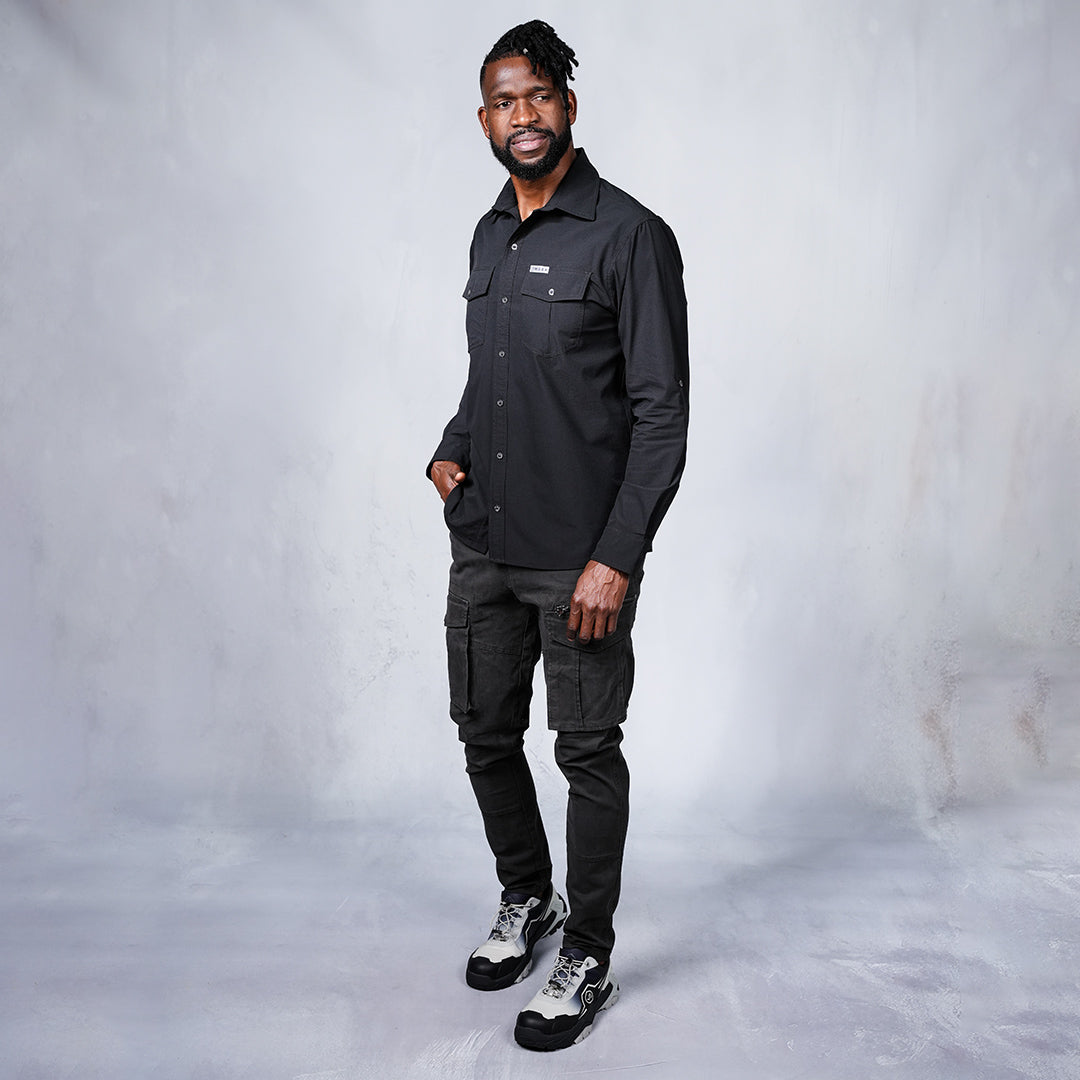 W.O.R.K Ripstop 4 Way Stretch L/Sleeve Shirt Black