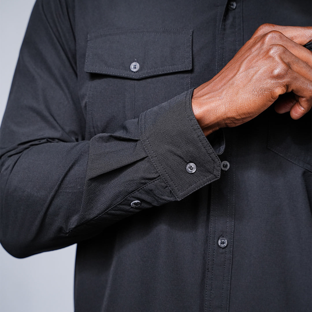W.O.R.K Ripstop 4 Way Stretch L/Sleeve Shirt Black