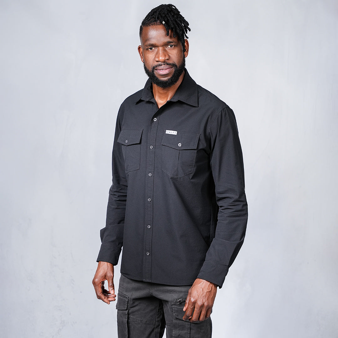 W.O.R.K Ripstop 4 Way Stretch L/Sleeve Shirt Black