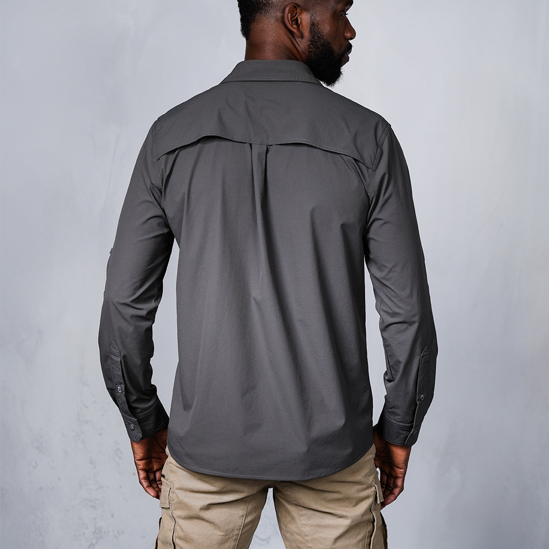 W.O.R.K Ripstop 4 Way Stretch L/Sleeve Shirt Dark Grey