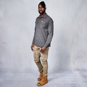 W.O.R.K Ripstop 4 Way Stretch L/Sleeve Shirt Dark Grey