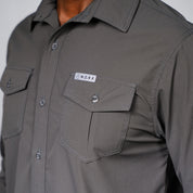W.O.R.K Ripstop 4 Way Stretch L/Sleeve Shirt Dark Grey