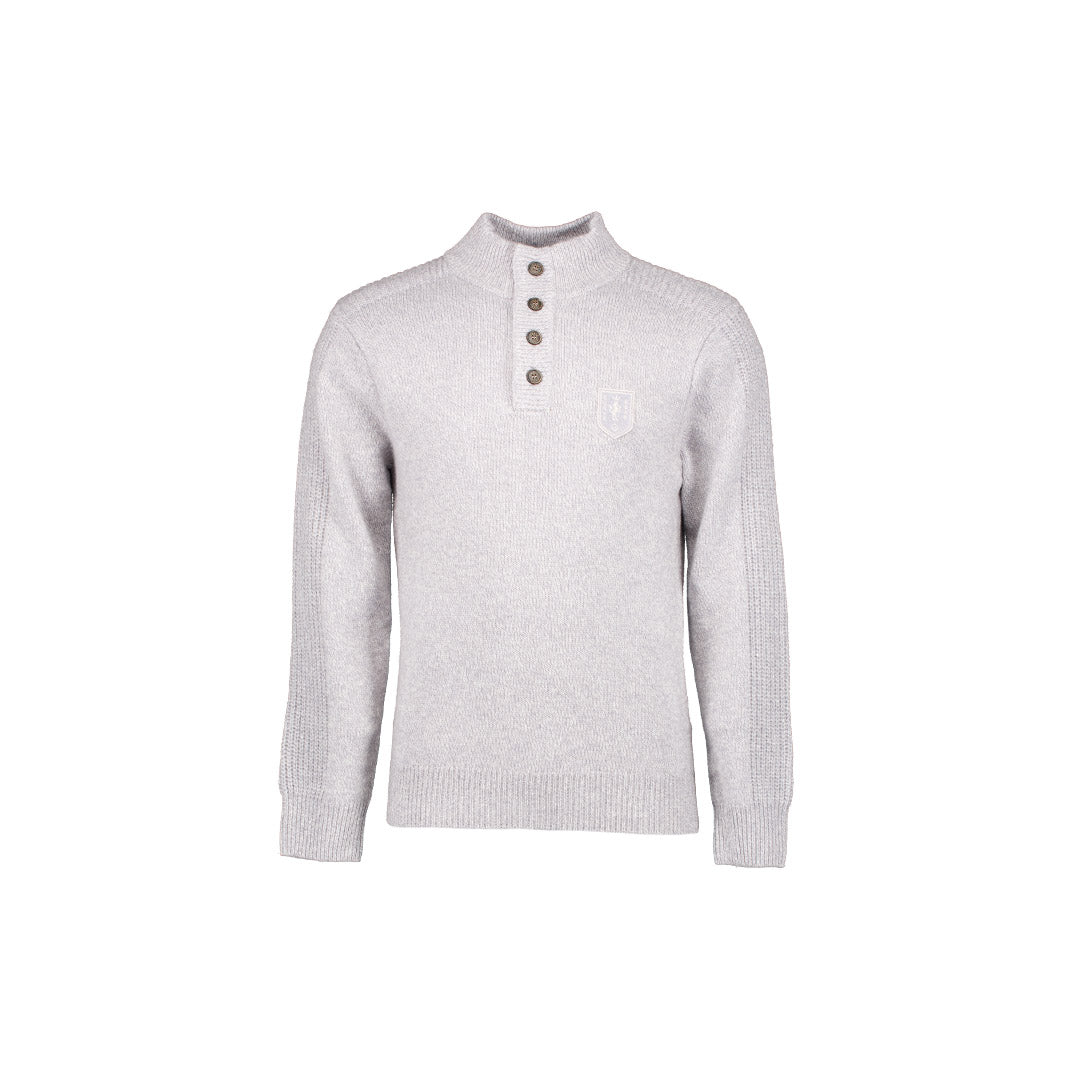 1/4 Button Wool Knit Charcoal