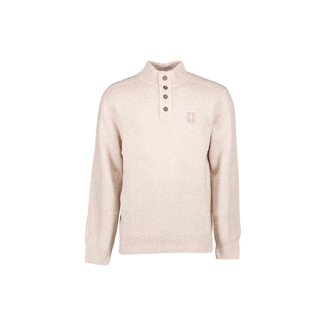 1/4 Button Wool Knit Sand