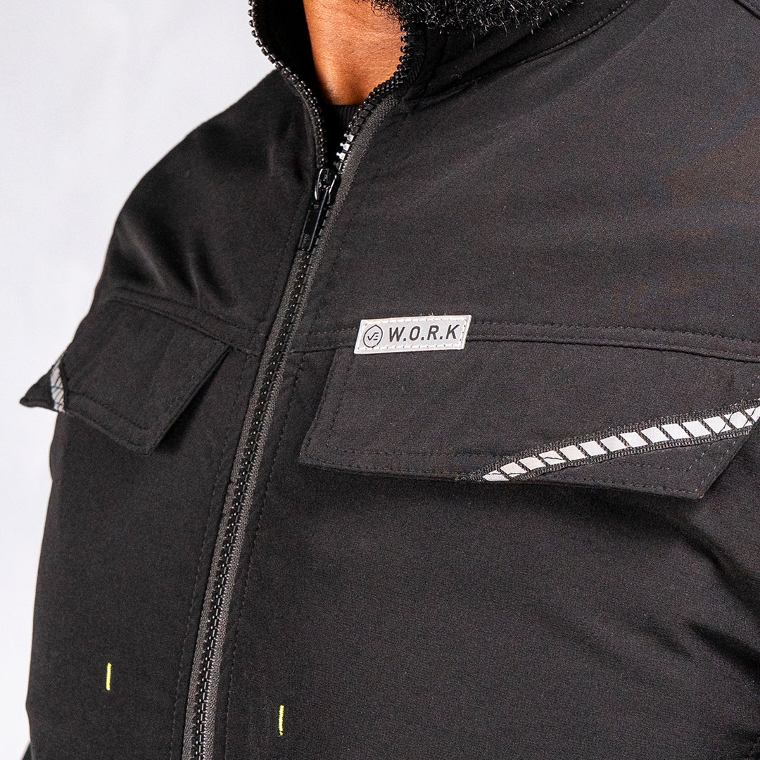 W.O.R.K 4 Way Stretch Zip Up Jacket Black