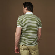 Elite Rugby Polo Olive & Cream Stripe