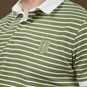 Elite Rugby Polo Olive & Cream Stripe