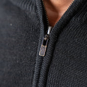 100% Merino Wool 1/4 Zip Knitwear Black