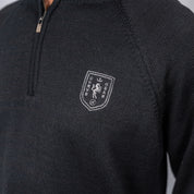100% Merino Wool 1/4 Zip Knitwear Black