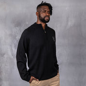 100% Merino Wool 1/4 Zip Knitwear Black