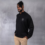 100% Merino Wool 1/4 Zip Knitwear Black