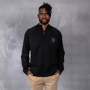 100% Merino Wool 1/4 Zip Knitwear Black