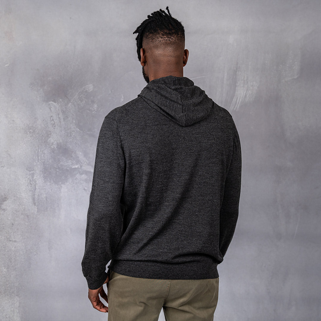 100% Merino Wool Hoodie Charcoal Melange