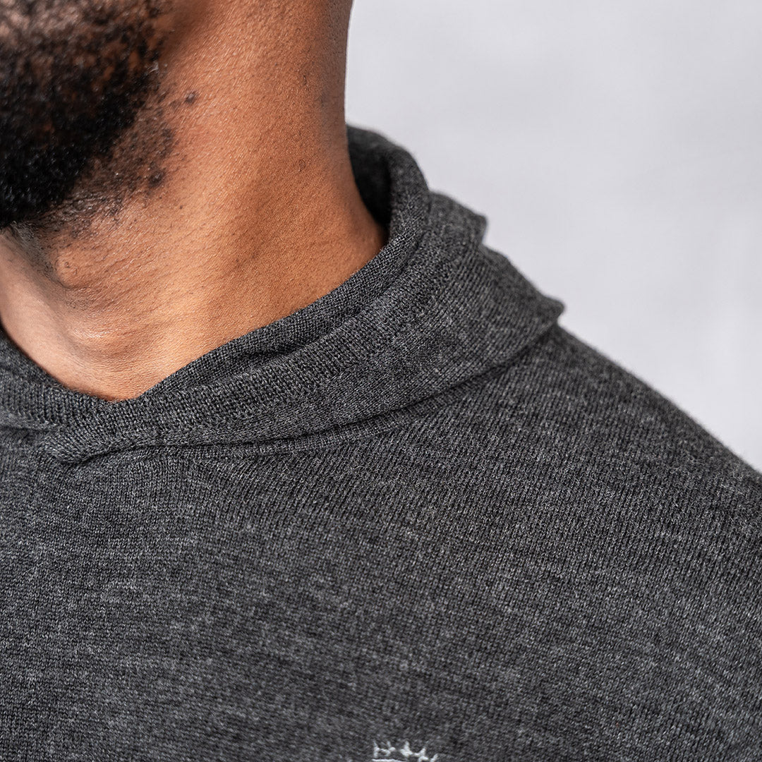 100% Merino Wool Hoodie Charcoal Melange