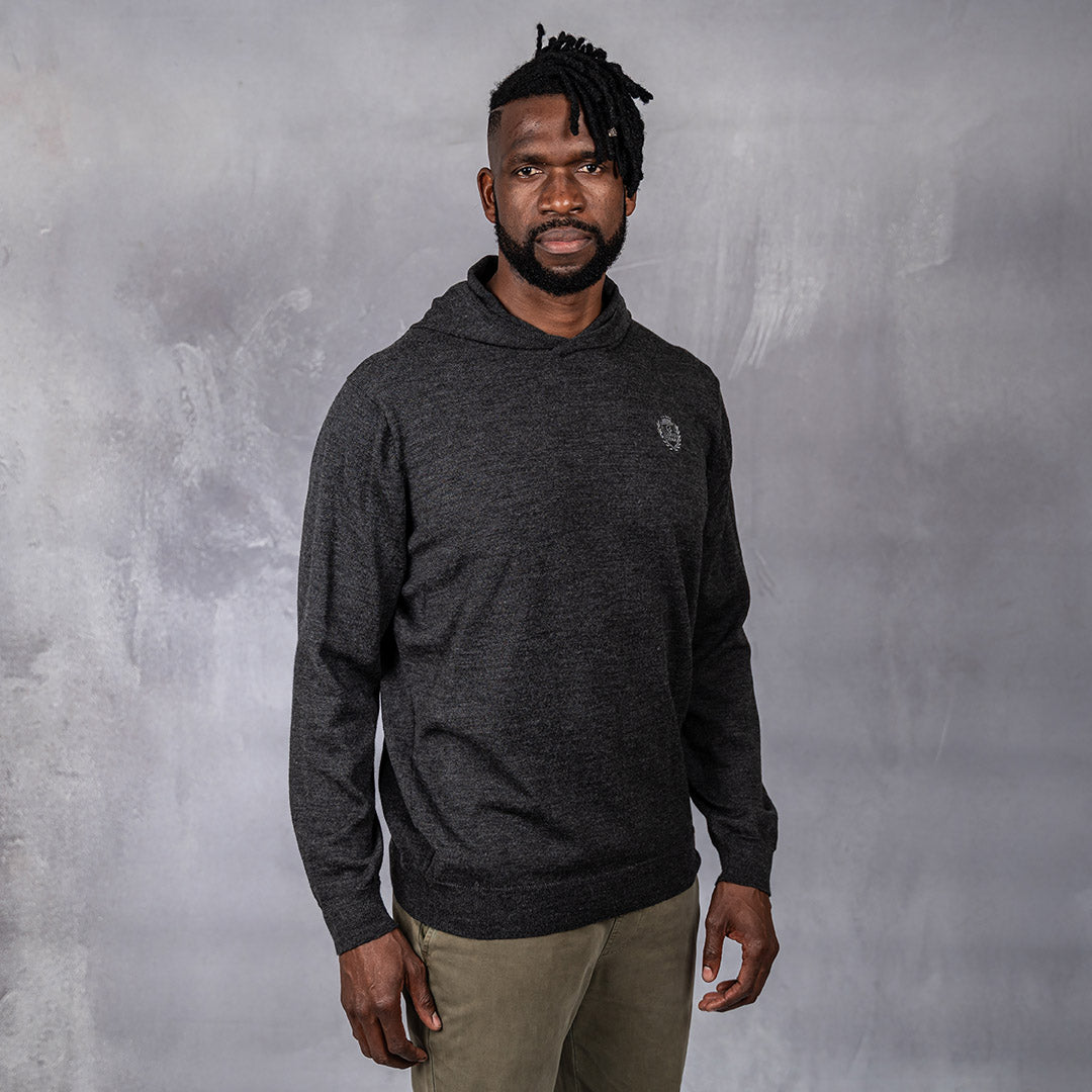 100% Merino Wool Hoodie Charcoal Melange