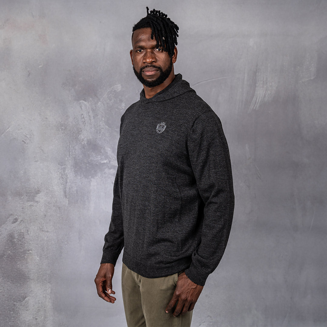 100% Merino Wool Hoodie Charcoal Melange