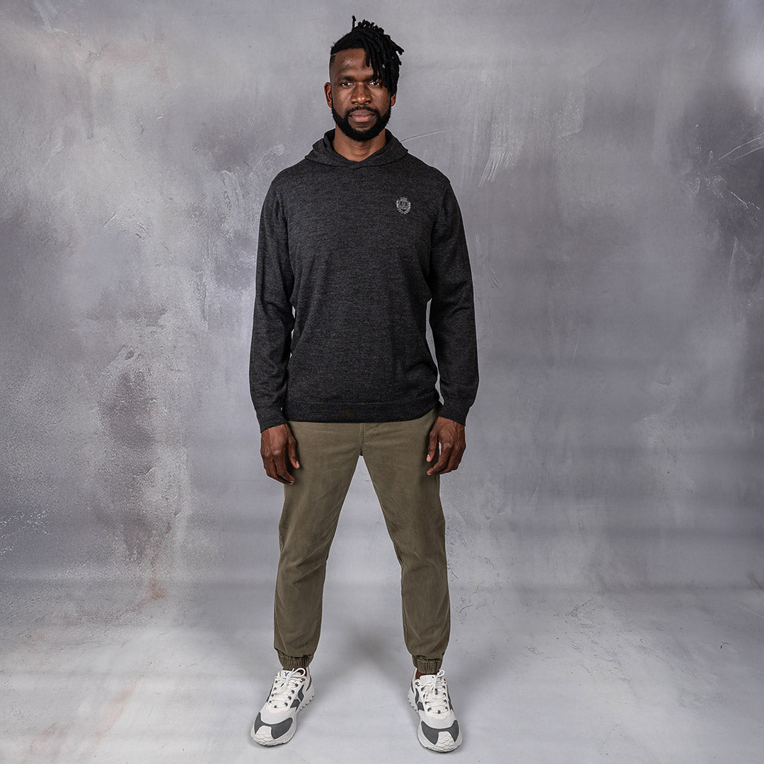 100% Merino Wool Hoodie Charcoal Melange