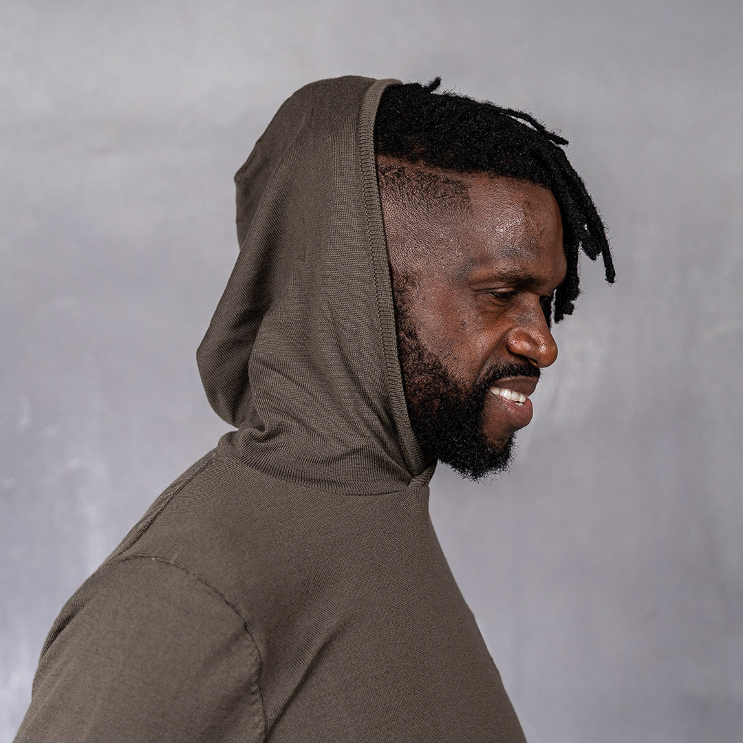 100% Merino Wool Hoodie Olive