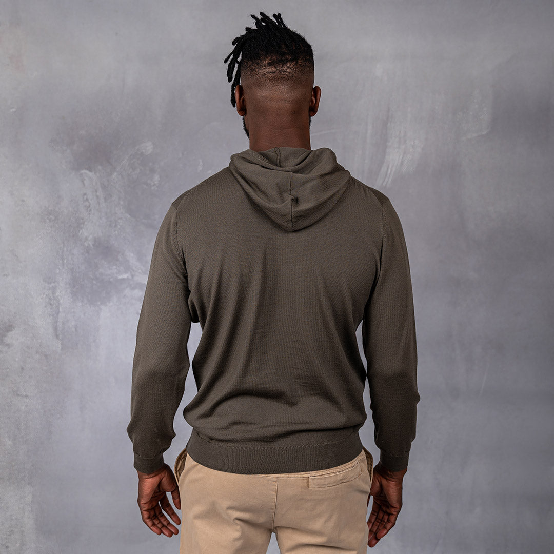 100% Merino Wool Hoodie Olive