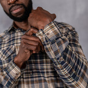 Drill Flannel Long Sleeve Shirt Navy & Green Check