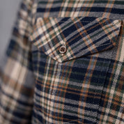 Drill Flannel Long Sleeve Shirt Navy & Green Check