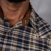 Drill Flannel Long Sleeve Shirt Navy & Green Check