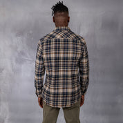 Drill Flannel Long Sleeve Shirt Navy & Green Check