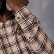 Drill Flannel Long Sleeve Shirt Stone & Brown Check