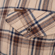 Drill Flannel Long Sleeve Shirt Stone & Brown Check